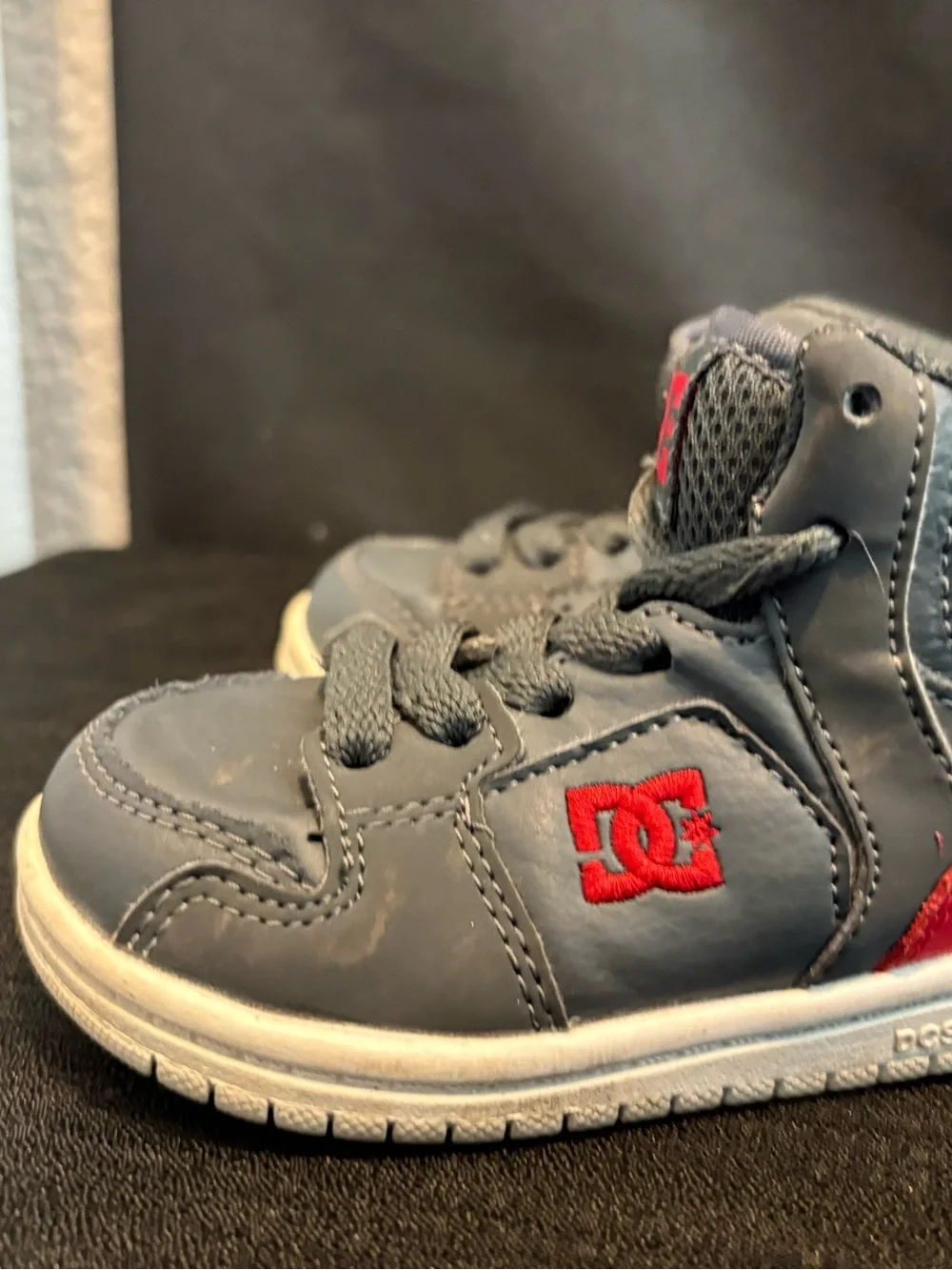 DC Spark High RS toddler sneakers in grey and red size 5